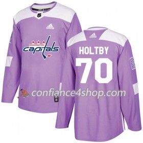 Adidas Maillot de Hockey Washington Capitals Braden Holtby 70 2017-2018 Violet Fights Cancer Practice Authentic - Homme